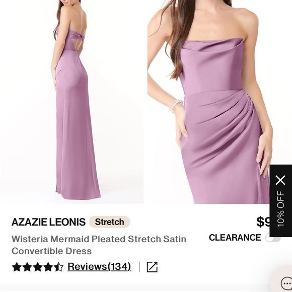Azazie Strapless Satin Dress in Purple - Picture 4 of 9